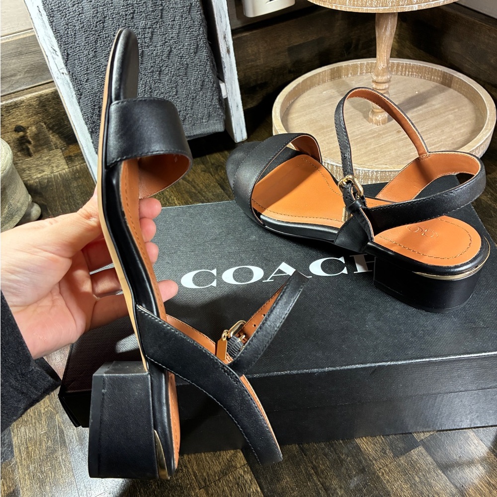 COACH IDA 35 Leather Sandal G4869 Black Size 7 - Picture 14 of 14